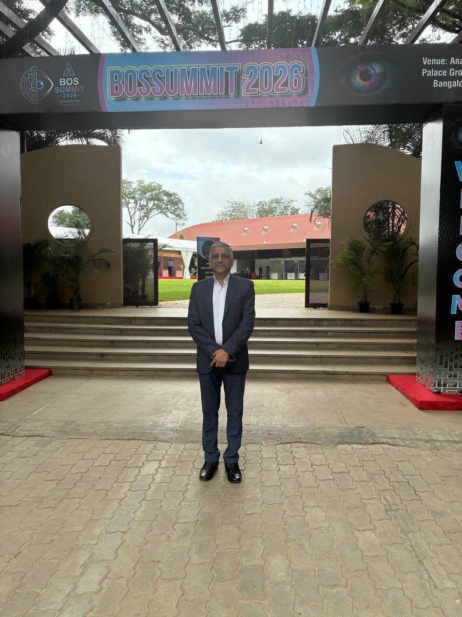 The BOS Summit 2026 entrance arch at Anantya, Palace Grounds