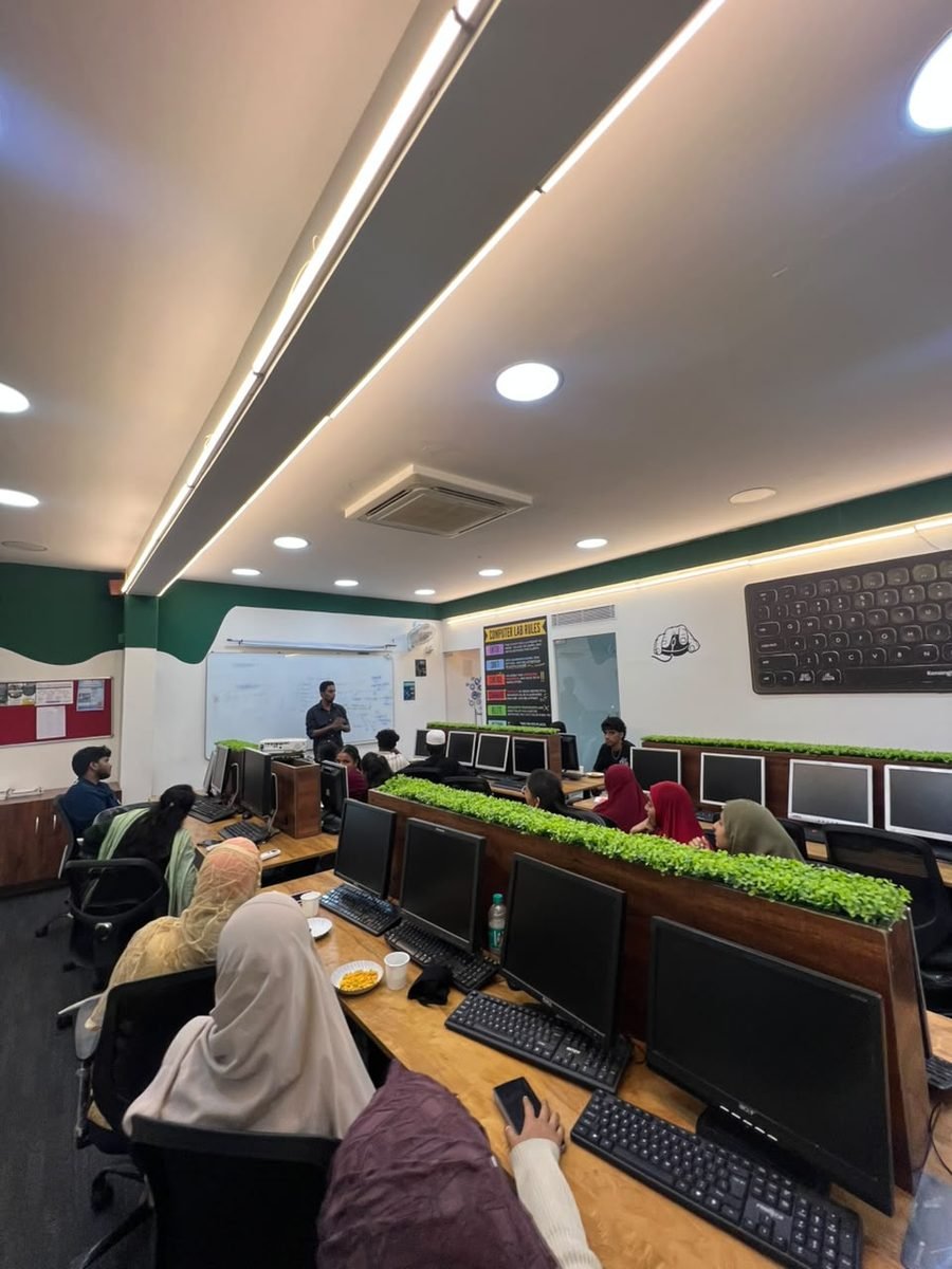 The training room during the HIPAA course, participants at workstations