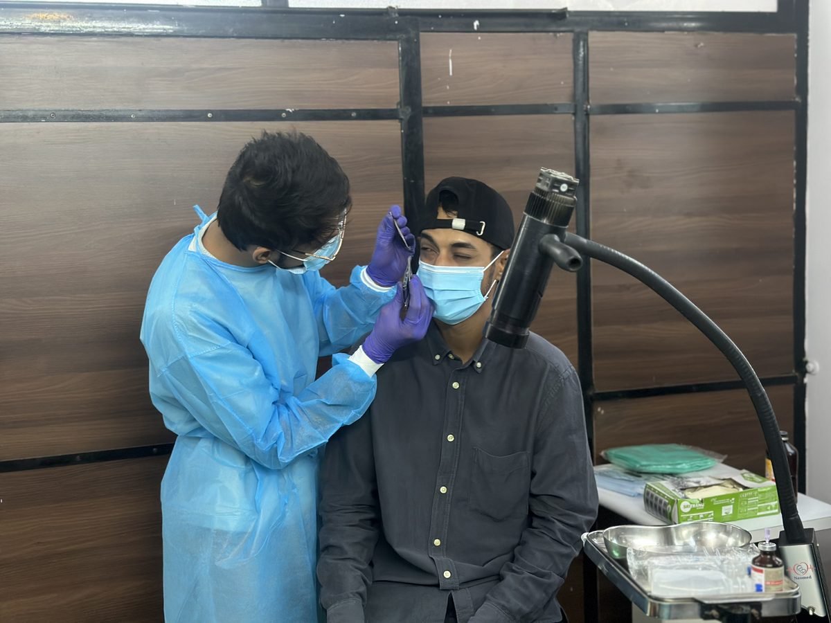 Slit-lamp examination of a patient at the clinic